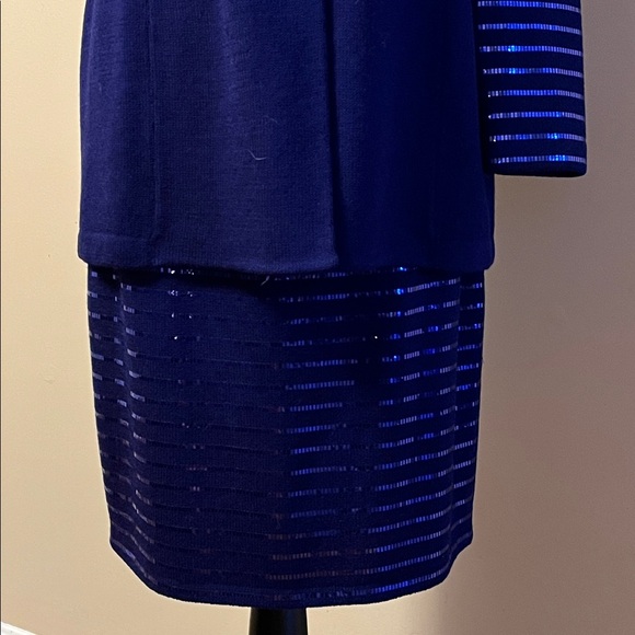 St. John new 2 piece suit, blue/purple, size 8, made in USA, sparkly skirt! - Picture 3 of 17